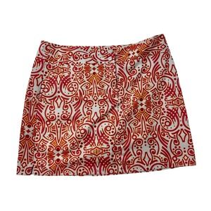 Women's Patterned Mini Skirt Size 12 Red White Orange Geometric Print